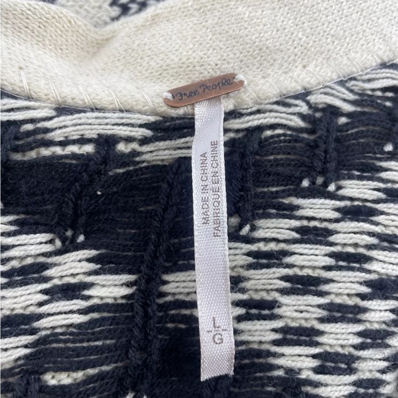 Free People Sz L Bell Sleeve Patchwork Sweater Dress 70s Retro Striped Knit Boho - Picture 6 of 8